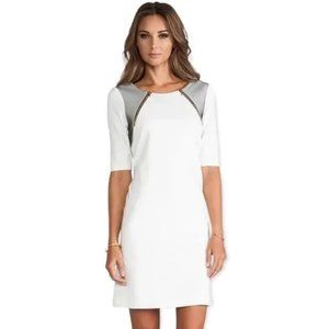 Trina Turk White Black Milena Round neck colorblock Sheath Dress Size 10